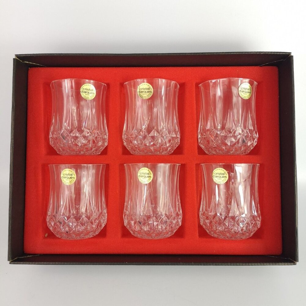 Cristal d'arques Set of 6 Long Champ 24% Lead Crystal glasses (New Old Stock)